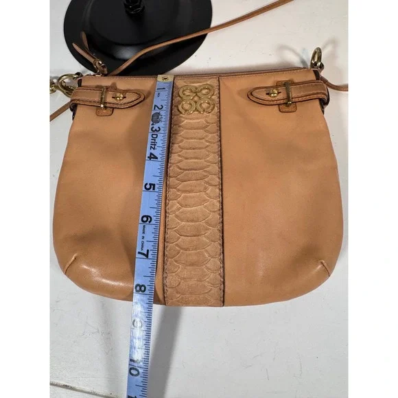 Coach Colette Tan Leather Crossbody Bag Python Stripe Gold Hardware 44808 - Picture 10 of 10